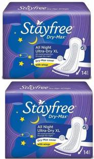 STAYFREE Dry-Max All Night Ultra-Dry XL 315 mm - 14x2 Pcs Sanitary Pad