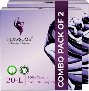 FLAWSOME Combo Sanitary Pads Cotton Pack 20 (Set of 2) Sanitary Pad