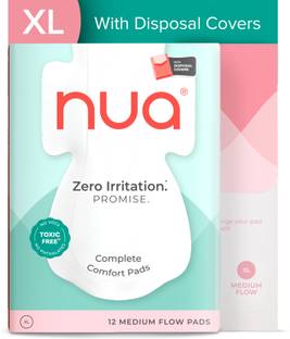 Nua Complete Comfort 12 XL With Disposal Covers| Zero Irritation Promise Sanitary Pad