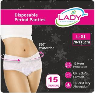 LADY FRESHENER Period Panties for Women Soft & Comfortable (Pack of 1x15 Pcs) (L-XL: 70-115CM) Sanitary Pad
