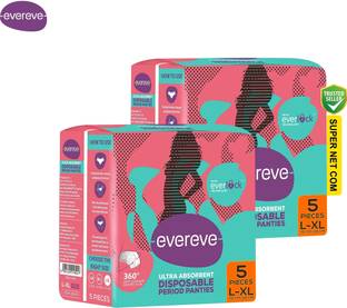 EverEve Ultra Absorbent, Heavy Flow Disposable Period Panties (5 Panties in Each Pack) Pantyliner