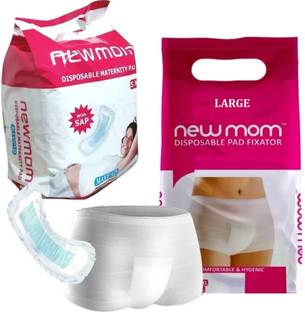 Newmom Combo Value Packs of 5 pcs Panty Pad Large Fixator + 5 pcs Maxi Maternity Sanitary Pad