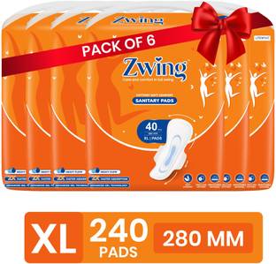 Zwing Sanitary Napkin with Wings & Cotton Soft Comfort| XL, 280mm| 240pcs Sanitary Pad