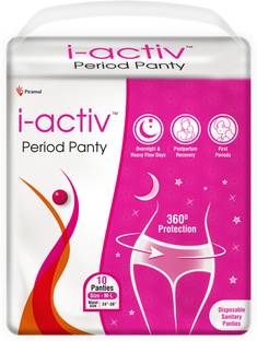 i-activ Period Panty, Disposable | Size - 24" to 39" - Pack of 10 Sanitary Pad