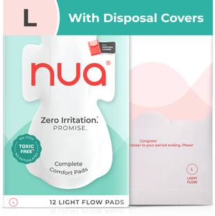 Nua Complete Comfort 12 L With Disposal Covers| Zero Irritation Promise Sanitary Pad