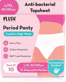 PLUSH Comfort High Waist Disposable Period Panty L/XL(90 -120 cm)- Pack of 10 Sanitary Pad