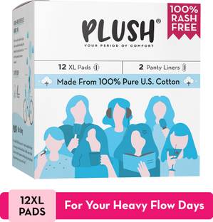 PLUSH Ultra Thin 12 XXL pads (320 mm) and 2 Liners(150mm) Sanitary Pad