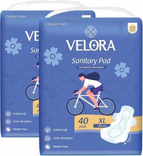 VELORA Soft Feel-Rash Free 80 Pads XL Size Straight Sanitary Pads (40 Pads each-280mm) Sanitary Pad