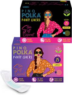 PINQ POLKA Pantyliners Intimate Hygiene for Women, Reg(155mm) & Larg(180mm) - Combo of 2 Pantyliner