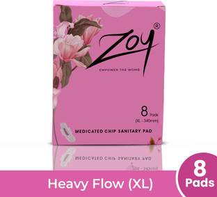Zoy Premium Soft Sanitary Pad| High Absorption,Rash Free|Size - XL,Heavy Flow,340mm Sanitary Pad