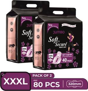 soft & secure JUMBO MAXI DRY PAD COMBO Sanitary Pad (Pack of 80) Sanitary Pad