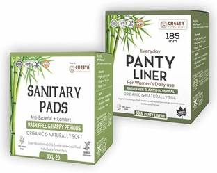 CHESTA FORMULATION Helium Bamboo Fibre Sanitary Pad And PantyLiner Combo[XXL-20 Pad+30N PantyLiner] Sanitary Pad