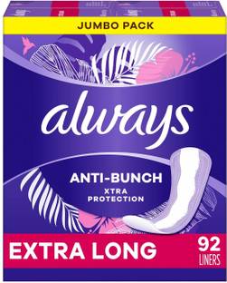 Always Anti-Bunch Xtra Protection, Panty Liners for Women, Extra Long 92 Count Pantyliner