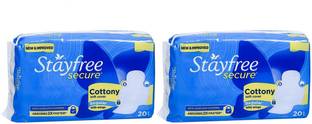 STAYFREE Secure Cottony Soft Cover Regular - 20+20 Counts Sanitary Pad Sanitary Pad