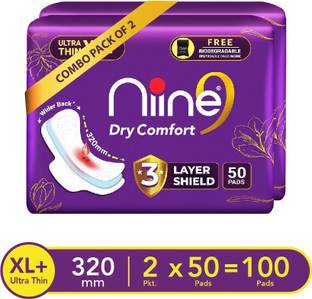 niine Dry Comfort Ultra Thin XL+ Sanitary Napkins With 3 Layer Shield for HEAVY FLOW Sanitary Pad