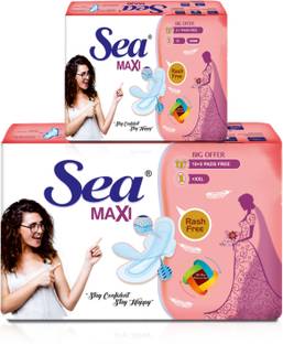 Sea 6 XL Maxi + 15 XXL Maxi Anti Bacterial, Rashes Free Cottony Soft Sanitary Pads/ Sanitary Pad