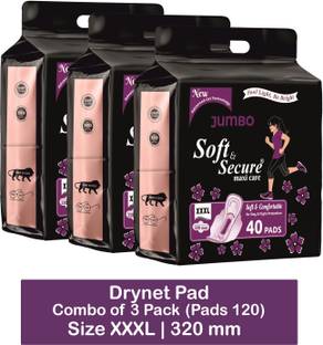 soft & secure Dry Soft With Extra Gel Overnight Sanitary Pads Pack 3 (120 Pads) Sanitary Pad