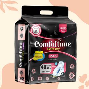 MISS N MOMS Comfortime XXL Maxi Pads – 40 Pcs, Fast Absorb, 280mm, Dry Feel Sanitary Pad