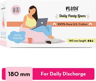 PLUSH Panty Liners Large (180mm)|Pure U.S. Cotton with Quad Lock Design for instant dryness |Suitable for all skin Pantyliner