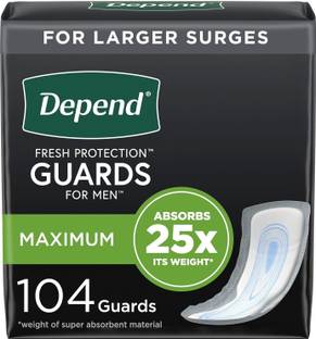 Depend Incontinence Guards for Men, Maximum Absorbency, 52 count, pack of 2 Pantyliner