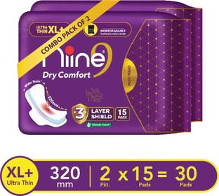 niine Dry Comfort Ultra Thin XL+ SUPER SAVER Sanitary Napkins with Biodegradable bags inside, 30 Pads Count for HEAVY FLOW Sanitary Pad
