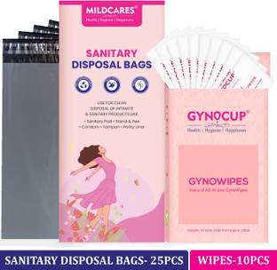 Mildcares Natural Wipes 10-Sheet with Disposable Bags for Tampons, Condoms, Panty Liners Sanitary Pad