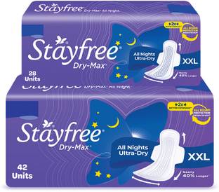 STAYFREE All Nights| All round protection through the night| 2x better coverage Sanitary Pad