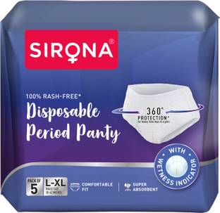 SIRONA Super Absorbent Disposable Period Panties for Women with 12 Hr Protection (L-XL) Sanitary Pad
