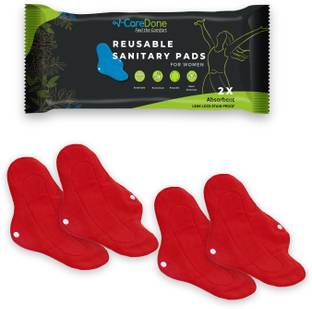 CareDone Reusable Cloth Period Pads for Heavy Flow, Multicolor Cloth Pads Sanitary Pad