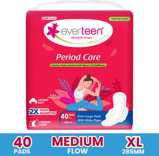 everteen Period Care XL Soft Sanitary Pads with Neem & Safflower For Medium Flow - 1 Pack Sanitary Pad