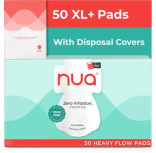Nua Complete Comfort 50 XL+ With Disposal Covers| Zero Irritation Promise Sanitary Pad