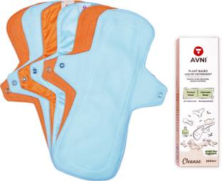 Avni Fluff Washable Cloth Panty Liner, XL (300MM) + Period Wear Wash - 200ml | Pantyliner