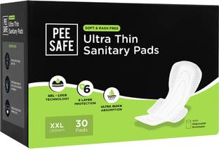 Pee Safe Ultra Thin Sanitary pad for Women XXL Cottony Soft Dual Wings Rash Free Periods Sanitary Pad