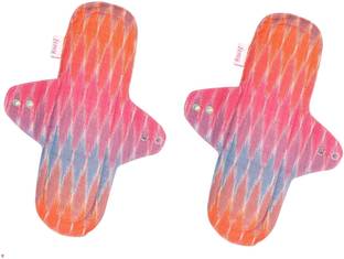 Femy Washable & Reusable Cloth Pad - Ikkat Pink Combo Of 2 Sanitary Pad