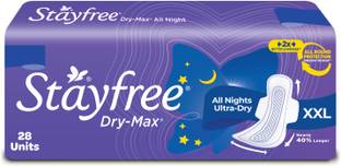 STAYFREE Dry-Max All Nights| All round protection through the night| 2x better coverage Sanitary Pad