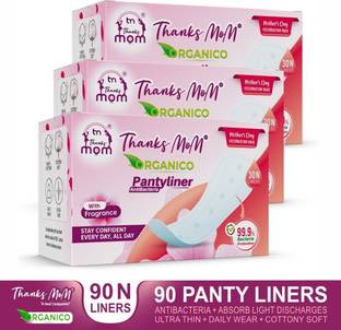 Thanks mom ORGANICO PANTY LINERS PACK OF 3 BOX |30X3=90 LINERS Pantyliner