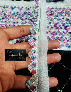 NIMISHA FASHION moti and pipe bids new design Lace Saree Falls