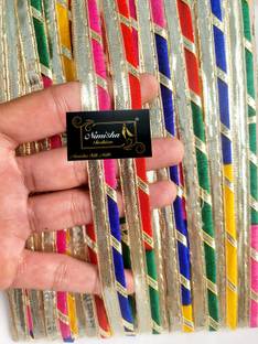 NIMISHA FASHION 9 METER MULTI COLOR GOTA BORDER Lace Saree Falls