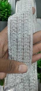 SRADHAKRISHNA SR75SILVER Lace, Nylon Saree Falls