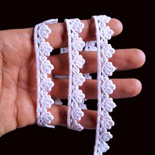 Pachrangi GPO full 5 meter 1.50cm new festival beautiful look lace border White Lace Saree Falls