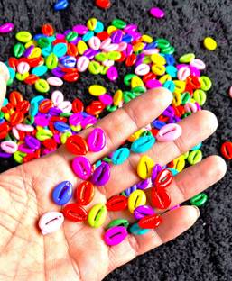 Pachrangi Natural Multi color Kodi Cowrie Decoration art Jewellery Craft 100 piece pack of Art Silk Saree Falls
