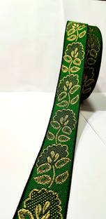 SANGEETAMTRPVT 9 MEATER 1.5 inch full GREEN ALL JI HAVI ALL ROUND 1.25 INCH LACE Lace Saree Falls