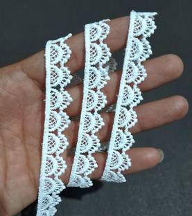 KUNJENTERPRISEE Round fhumki GPO now.beautiful look 9 Meter 1.50cm lace border Falls White Lace Saree Falls