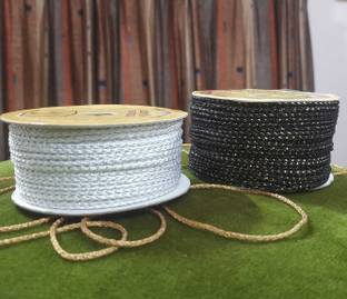 fim fashion DORI PACK OF 2*9 MTR EACH BLACK,WHITE Nylon Saree Falls