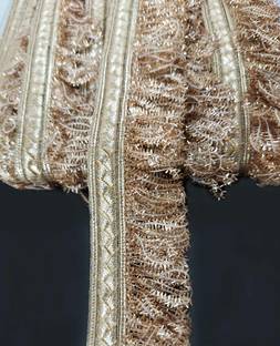 Mezin 1.25 Inch (Pearl mate) Fulzar Fringe Tassel Lace for Bridal Dupata Lehenga Saree Lace Saree Falls
