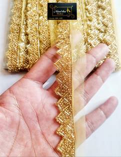 NIMISHA FASHION best quality glass pipe and moti work Lace Saree Falls