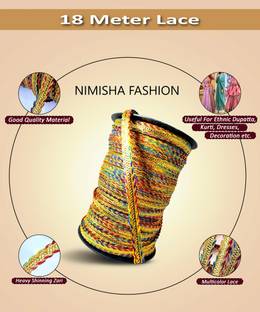 NIMISHA FASHION standard quality multi gold lace- kurti,dupatta,lehenga,choli and decoration Lace Saree Falls