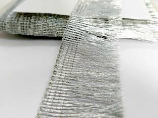मेज़िन 1.50 inch (Silver) Zari Fringe Lace for Dress, Saree and Decorations (9 Mtr) Lace साड़ी फॉल्स