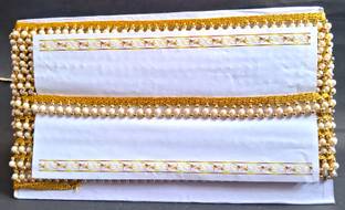Pachrangi All Now look Clothing Art Use Border lace gold white moti 4meter 1.90cm pati Lace Saree Falls