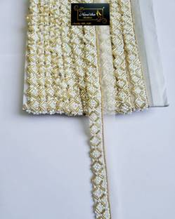 NIMISHA FASHION 9 meter fency glass pipe and moti work on net cloth Net Saree Falls